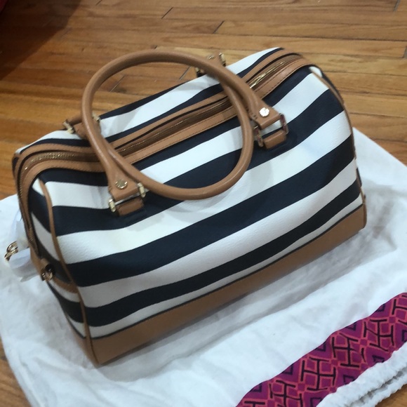 Tory Burch Viva Satchel bag, Striped Nautical 13 X 7” - Picture 3 of 16